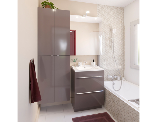 Meuble sous vasque à poser gris taupe Idalie L. 60 x H. 82 x P. 45 cm - Cooke and Lewis - Brico Dépôt