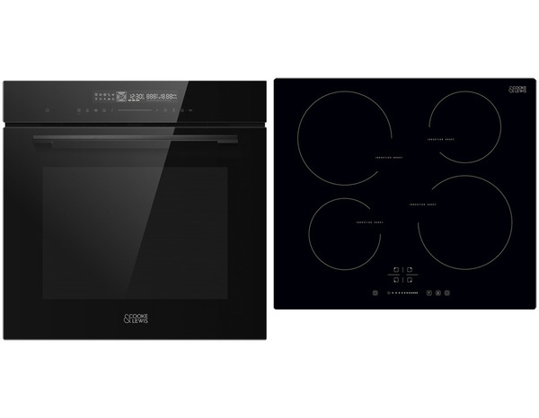 Lot plaque à induction 4 zones + Four pyrolyse 72 L - Cooke and Lewis - Brico Dépôt