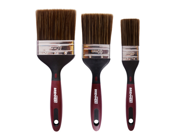 Lot de 3 pinceaux plats bois et métal multisurface - Brenner - Brico Dépôt