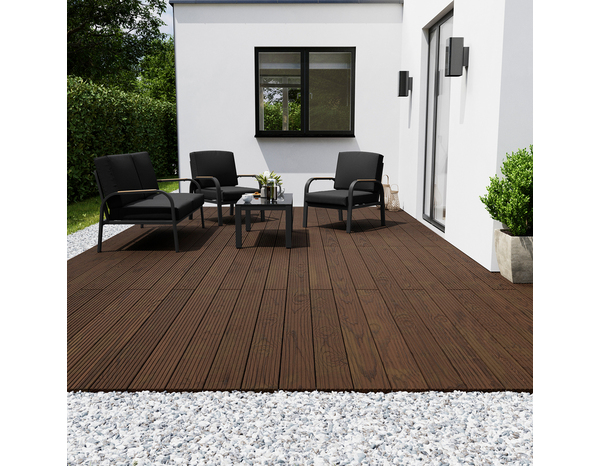 Lame de terrasse "Orkys" épicéa brun L. 3 m x l. 14,5 x EP. 3,4 cm - Marque BLOOMA - Brico Dépôt