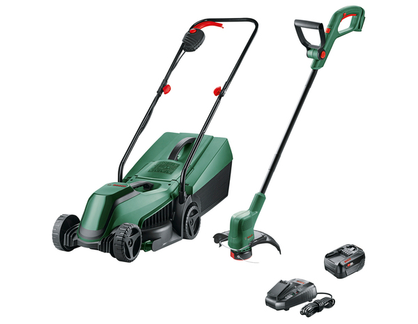 Tondeuse batterie "EasyMower" + Coupe-bordures "EasyGrassCut" - 18 V - Bosch - Brico Dépôt
