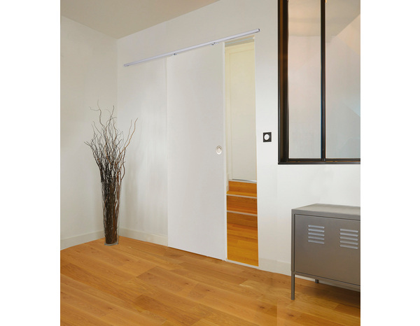 Kit porte coulissante + système coulissant 204x83 cm porte alvéolaire pré-peinte - Brico Dépôt