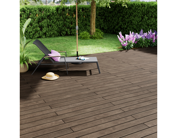 Lame de terrasse "Acera" brun L. 2,4 m x l. 14,4 x EP. 2,7 cm - Brico Dépôt