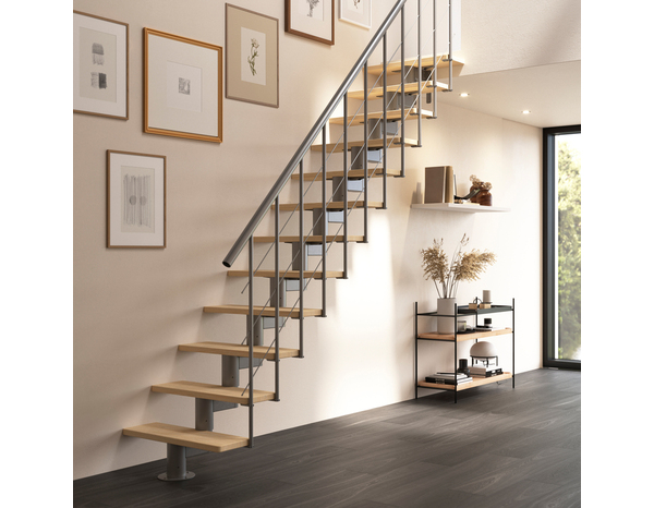 Escalier modulaire + rampe "Balor" Gris mat RAL 9023 - Brico Dépôt