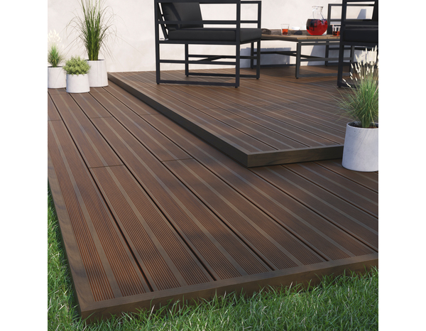 Lame composite marron "Neva" L. 2,2 m x l. 14,5 cm x Ep. 2,1 cm - Brico Dépôt