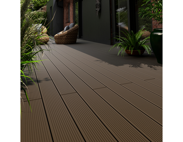 Lame composite marron "Neva" L. 2,2 m x l. 14,5 cm x Ep. 2,1 cm - Brico Dépôt