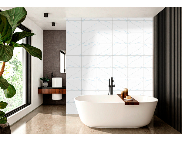 Carrelage mural blanc "MIA" aspect marbre 25 X 33 cm Ep. 8,8 mm - Brico Dépôt