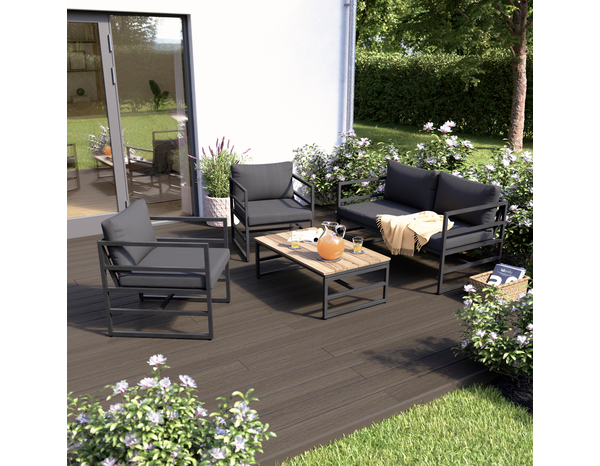 Coffee set de 4 places "Halesio" avec coussins d'assise - Marque BLOOMA - Brico Dépôt