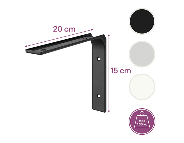 Équerre emboutie noir "Adelie" P. 200 x H. 150 mm - Cooke and Lewis - Brico Dépôt