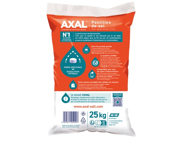 Sel pour adoucisseur d'eau Axal - 25 kg