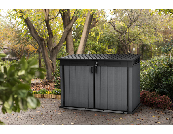 Coffre horizontal en polypropylène aspect bois naturel gris 2020 L "Cortina mega" - Keter - Brico Dépôt