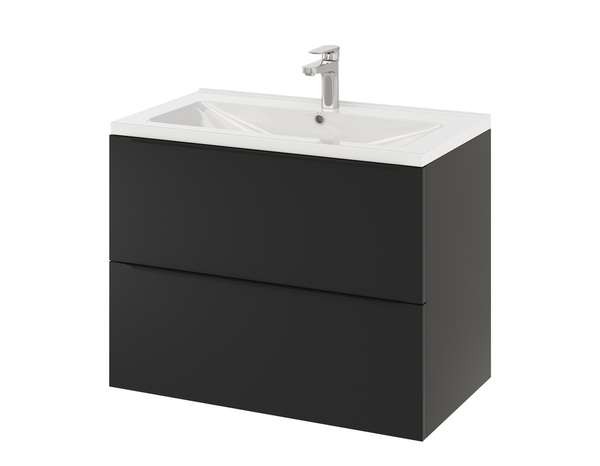 Meuble sous vasque à suspendre noir mat "Idalie"  L. 80 x H. 60 x P. 45 cm - Cooke and Lewis - Brico Dépôt