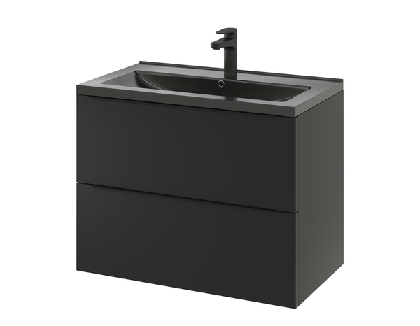 Meuble sous vasque à suspendre noir mat "Idalie"  L. 80 x H. 60 x P. 45 cm - Cooke and Lewis - Brico Dépôt