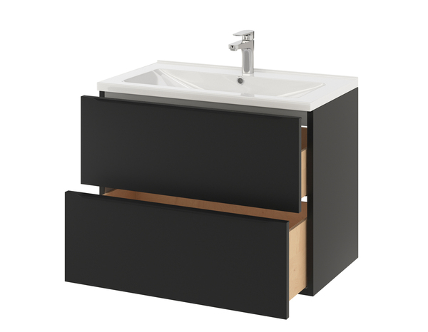 Meuble sous vasque à suspendre noir mat "Idalie"  L. 80 x H. 60 x P. 45 cm - Cooke and Lewis - Brico Dépôt