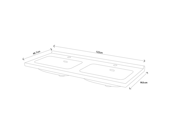 Plan vasque céramique "Aruna" L. 121 x P. 46,7 cm - Brico Dépôt