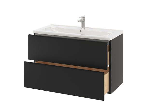 Meuble sous vasque à suspendre noir mat "Idalie" L. 100 x H. 60 x P. 45 cm - Cooke and Lewis - Brico Dépôt