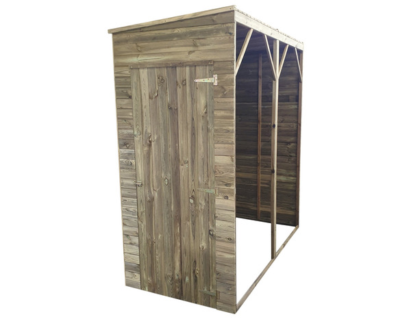 Abri de stockage adossé en pin - L. 217 x P. 105 x H. 217 cm - Brico Dépôt