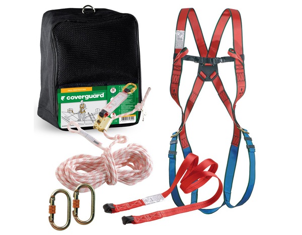 Kit antichute harnais, longe, mousquetons et corde - Brico Dépôt