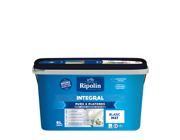 Peinture murs et plafonds intérieur mat 5 L blanc - Ripolin - Brico Dépôt