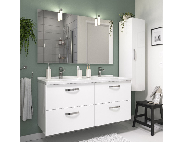 Meuble sous vasque double à suspendre blanc "Aruna" L. 120 x H. 55 x P.45 cm - Brico Dépôt