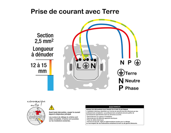 Prise 2P + T affleurante "Ovalis" anthracite - Brico Dépôt