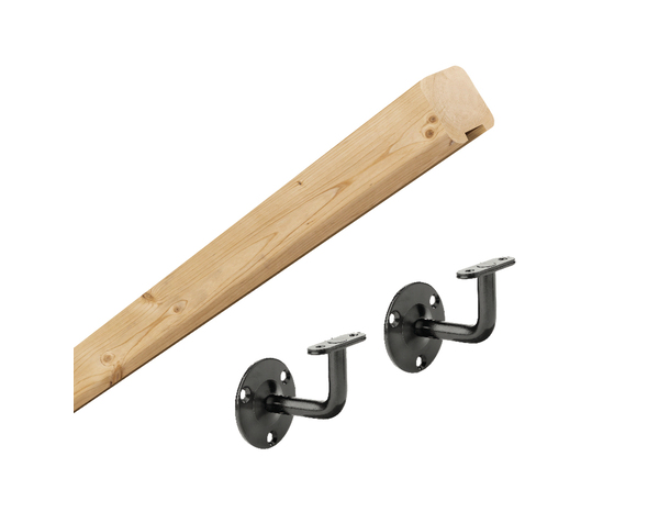 Kit main courante en sapin + 2 supports noirs - Brico Dépôt