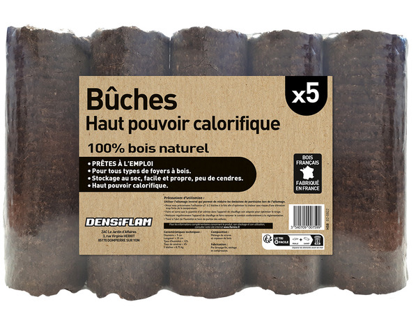 5 bûches de bois densifiées haut pouvoir calorifique - Brico Dépôt