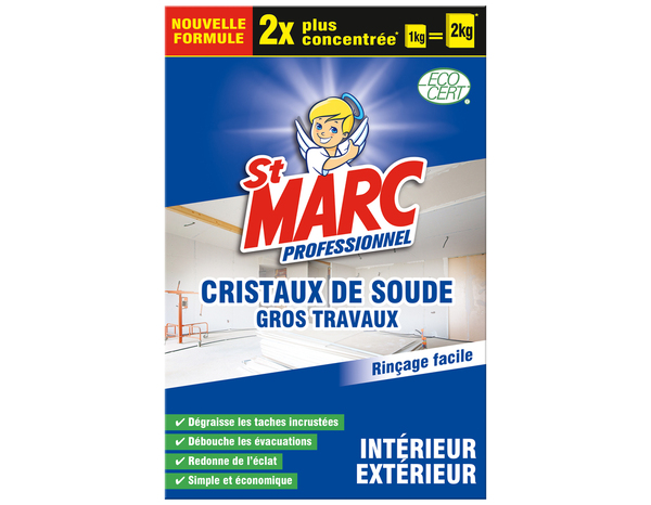 Cristaux de soude pour gros travaux 1 Kg - Saint Marc - Brico Dépôt