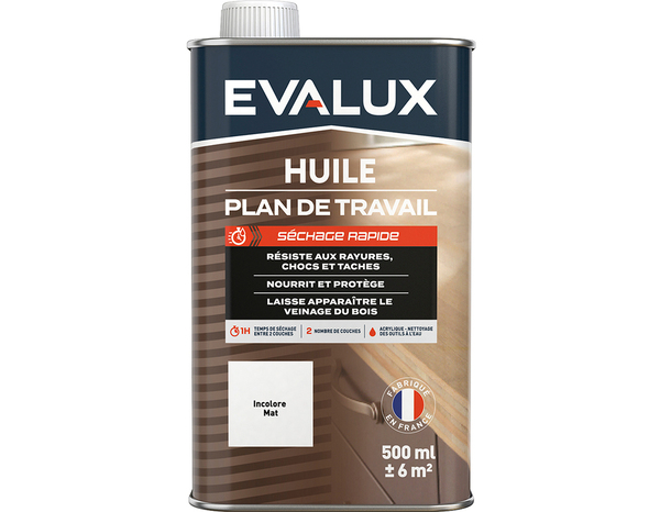 Huile plan de travail incolore 0,5 L mat - Evalux - Brico Dépôt