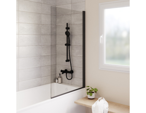 Pare baignoire "Calera" pivotant 5 mm noir - Cooke and Lewis - Brico Dépôt