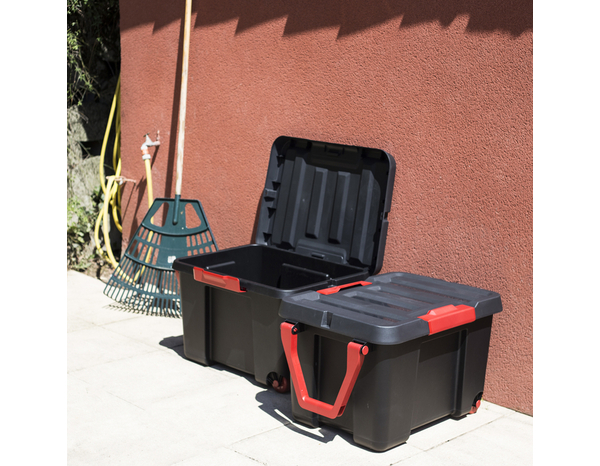 Malle de rangement noire "Stock'R" 120L avec couvercle - H. 48. x 76.7 cm  - Eda - Brico Dépôt