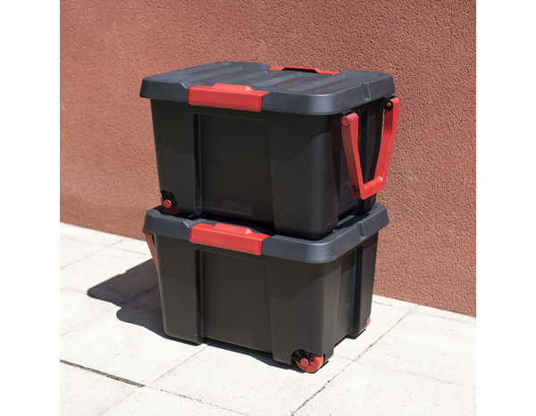 Malle de rangement noire "Stock'R" 120L avec couvercle - H. 48. x 76.7 cm  - Eda - Brico Dépôt