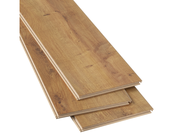 Sol stratifié à clipser aspect mat  chêne "Feticeira" compatible pièces humides - L. 128,5 x l. 28 cm x Ép. 8 mm - Cooke and Lewis - Brico Dépôt