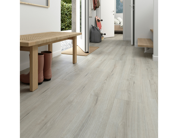 Sol stratifié à clipser aspect gris brun chêne grisé "El mina gris" L. 138,3 x l. 19,3 cm x Ép. 10 mm - Cooke and Lewis - Brico Dépôt