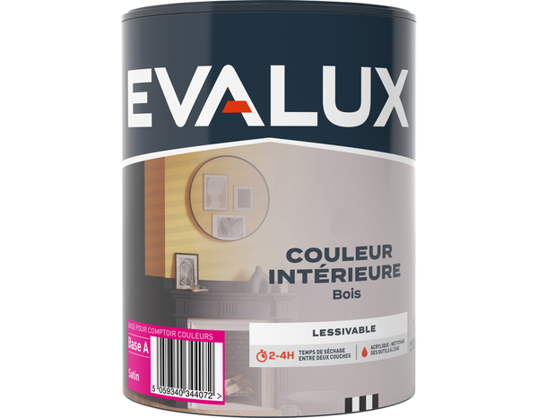 Peinture bois intérieur Base A satin 1 L - Evalux - Brico Dépôt