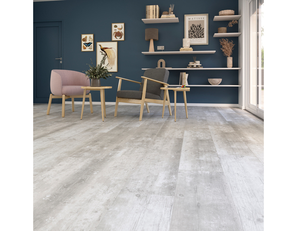 Sol stratifié à clipser aspect pin gris vintage "Essaouira" - L. 128,5 x l. 28 cm x Ép. 8 mm - Cooke and Lewis - Brico Dépôt