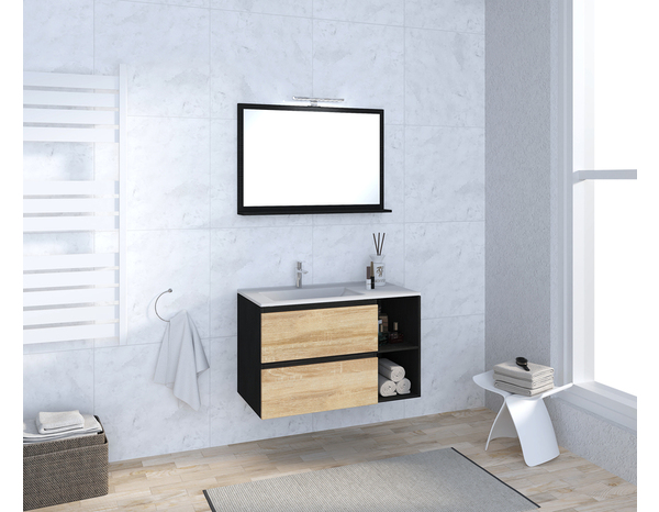 Ensemble meuble + vasque + miroir + applique LED "Hera" - Brico Dépôt