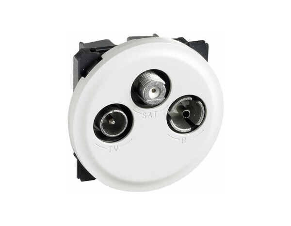 Prise TV/R/SAT "Céliane" avec enjoliveur blanc - Legrand - Brico Dépôt
