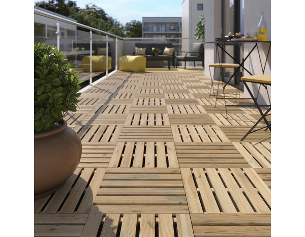 Dalle en bois marron "Soro" L. 40 x l. 40 x Ep. 2,4 cm - Brico Dépôt