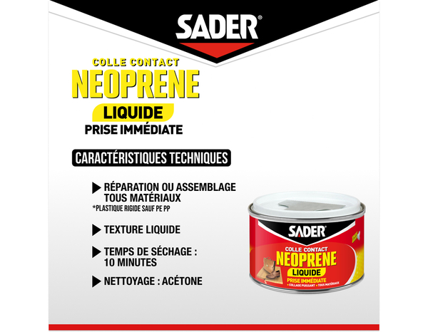 Colle contact néoprène liquide - 250 ml - Sader - Brico Dépôt