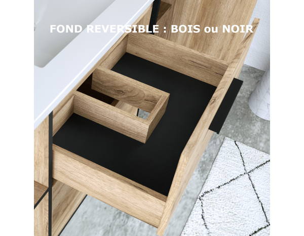 Meuble double vasque à poser decor bois "district" l.127 x h.85 x p.45 cm - Brico Dépôt