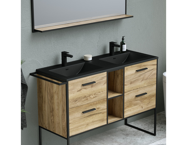 Plan vasque resine  noir "district" l.120 x p.46 cm - Brico Dépôt