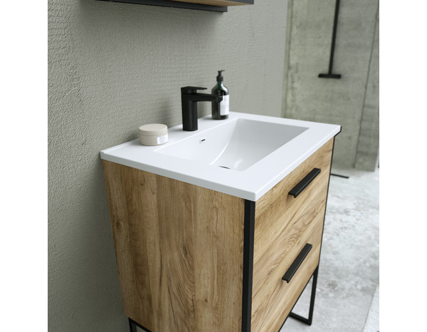 Plan vasque resine blanc "district" l.60 x p.46 cm - Brico Dépôt