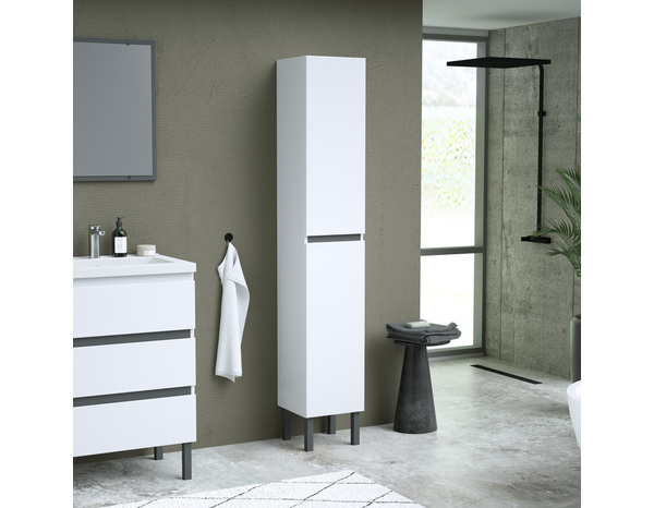 Colonne de rangement decor blanc/gris "style" l.30 x h.176 x p.30 cm - Brico Dépôt