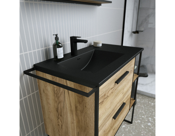 Plan vasque resine noir "district" l.80,5 x p.46 cm - Brico Dépôt