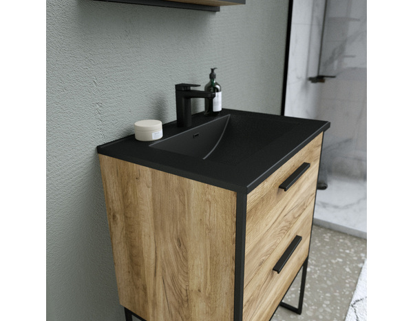 Plan vasque resine noir "district" l.60 x p.46 cm - Brico Dépôt