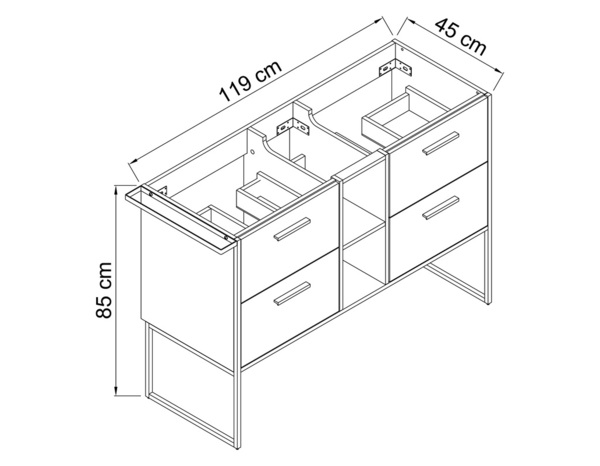 Meuble double vasque à poser decor bois "district" l.127 x h.85 x p.45 cm - Brico Dépôt