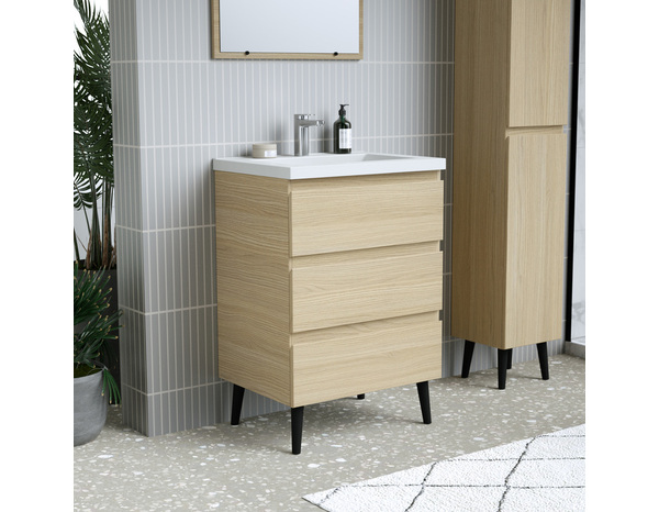 Meuble sous vasque a poser decor scandinave "style" l.60 x h.86 x p.45 cm - Brico Dépôt