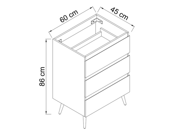 Meuble sous vasque a poser decor scandinave "style" l.60 x h.86 x p.45 cm - Brico Dépôt