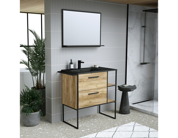 Miroir tablette decor bois "district"  l.80x h.60 x p.1, 3 cm - Brico Dépôt